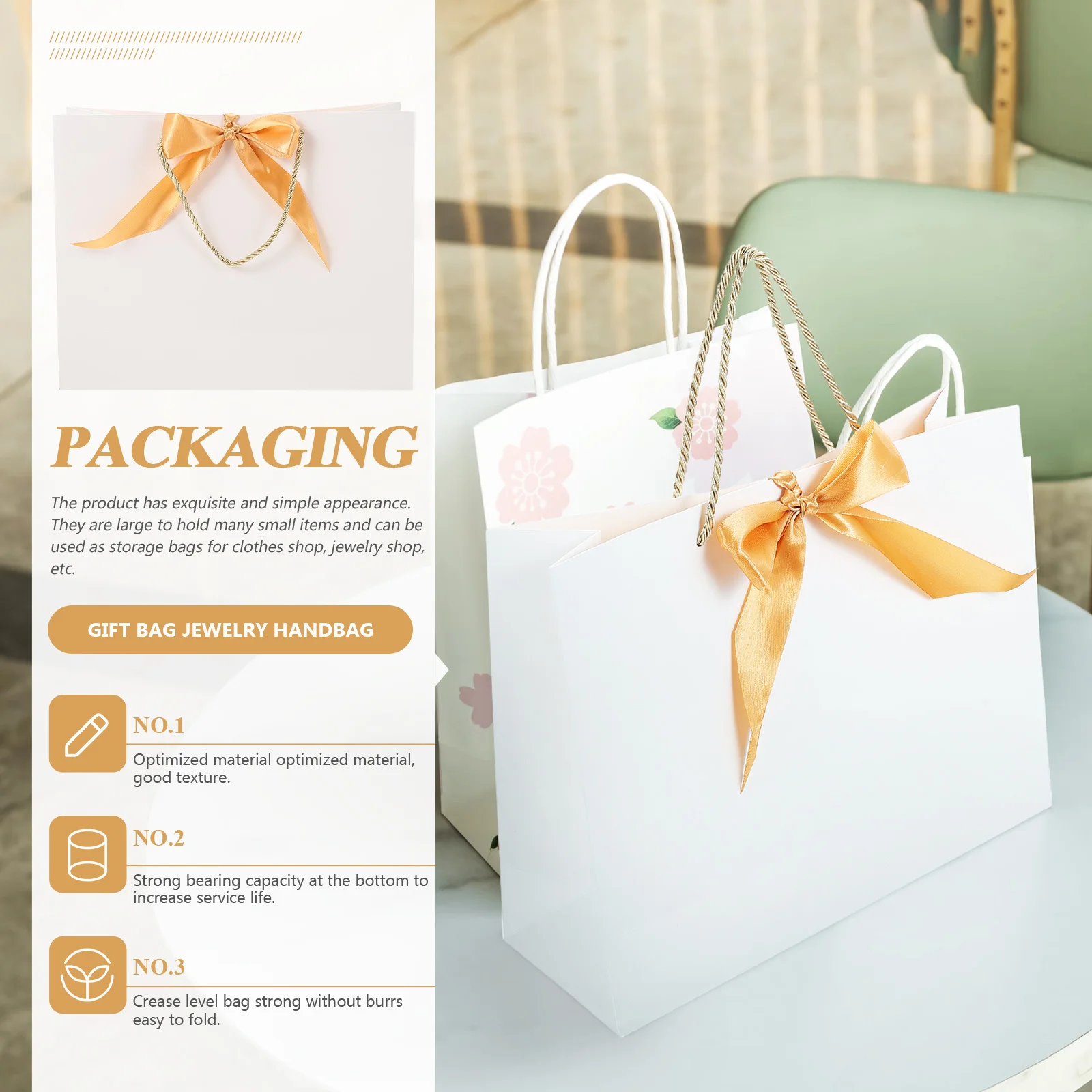 

8 шт. бумажных пакетов для упаковки ювелирных изделий, свежий натуральный вид, устойчивые к разрывам, портативные подарочные пакеты для упаковки одежды и подарков