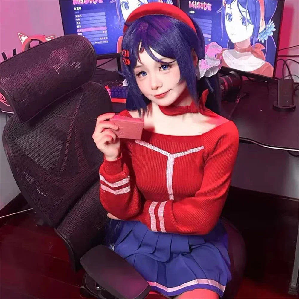 New 2025 Game Miside Cosplay Costume Wig Adult Women Blue Long Straight Hair Heat Resistant Synthetic Wigs Halloween Prop