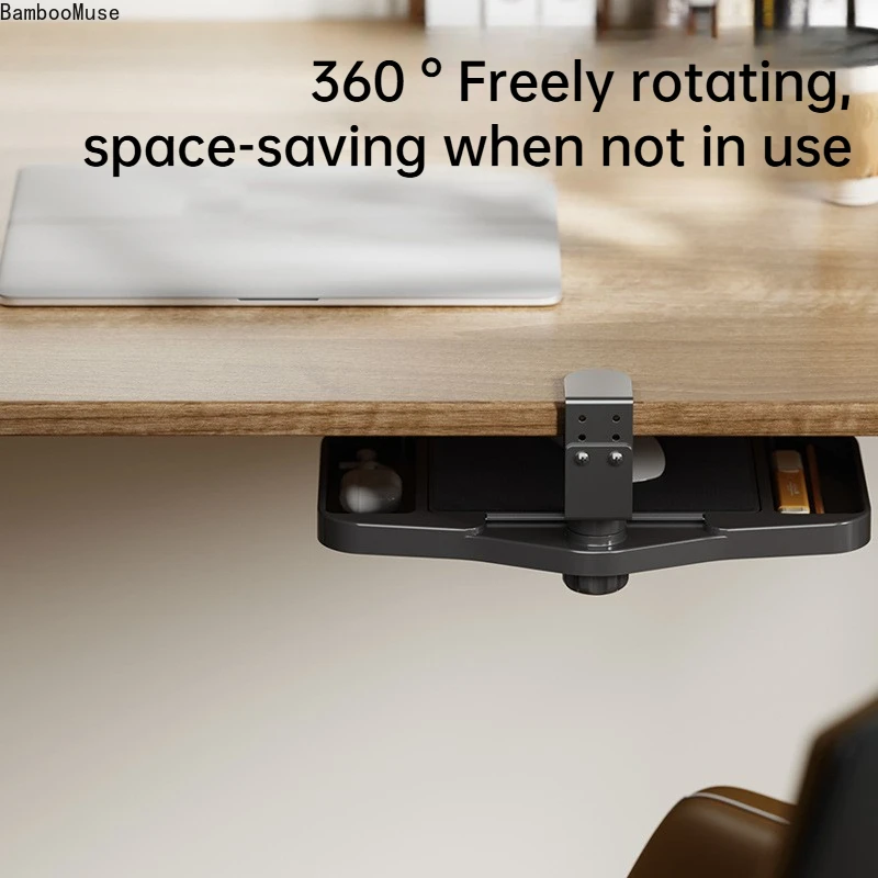 تخزين المكاتب المنزلية، رف تخزين الماوس المكتبي، دعامة تعليق المكتب، درج تحت الطاولة، صينية دوارة للماوس، تنظيم منزلي #2