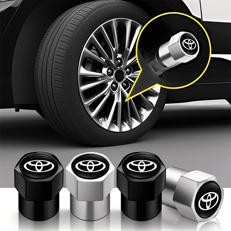 4Pcs Car Tire Valve caps Emblem metal Cap Case Accessories For Toyota Corolla Yaris Aygo Prius CHR Camry Auris Avensis 4Runner