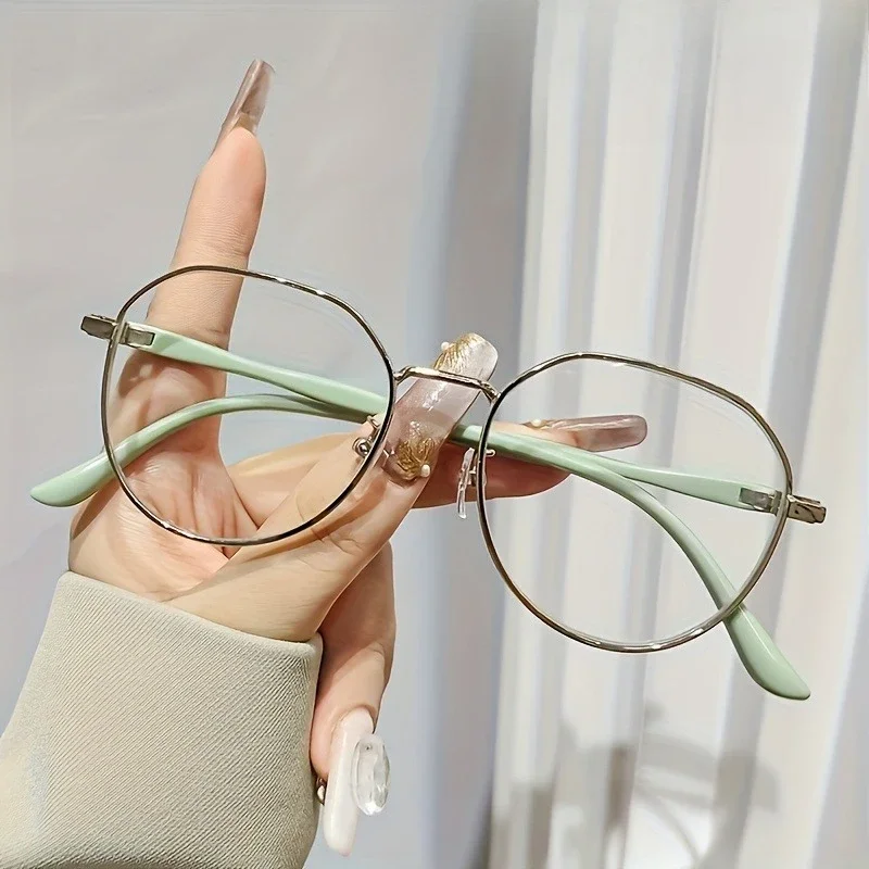 【+100~+400】Einfache klassische Damen-Lesebrille mit rundem Metallrahmen, geeignet zum täglichen Lesen und Tragen von Brillen – Detail 4