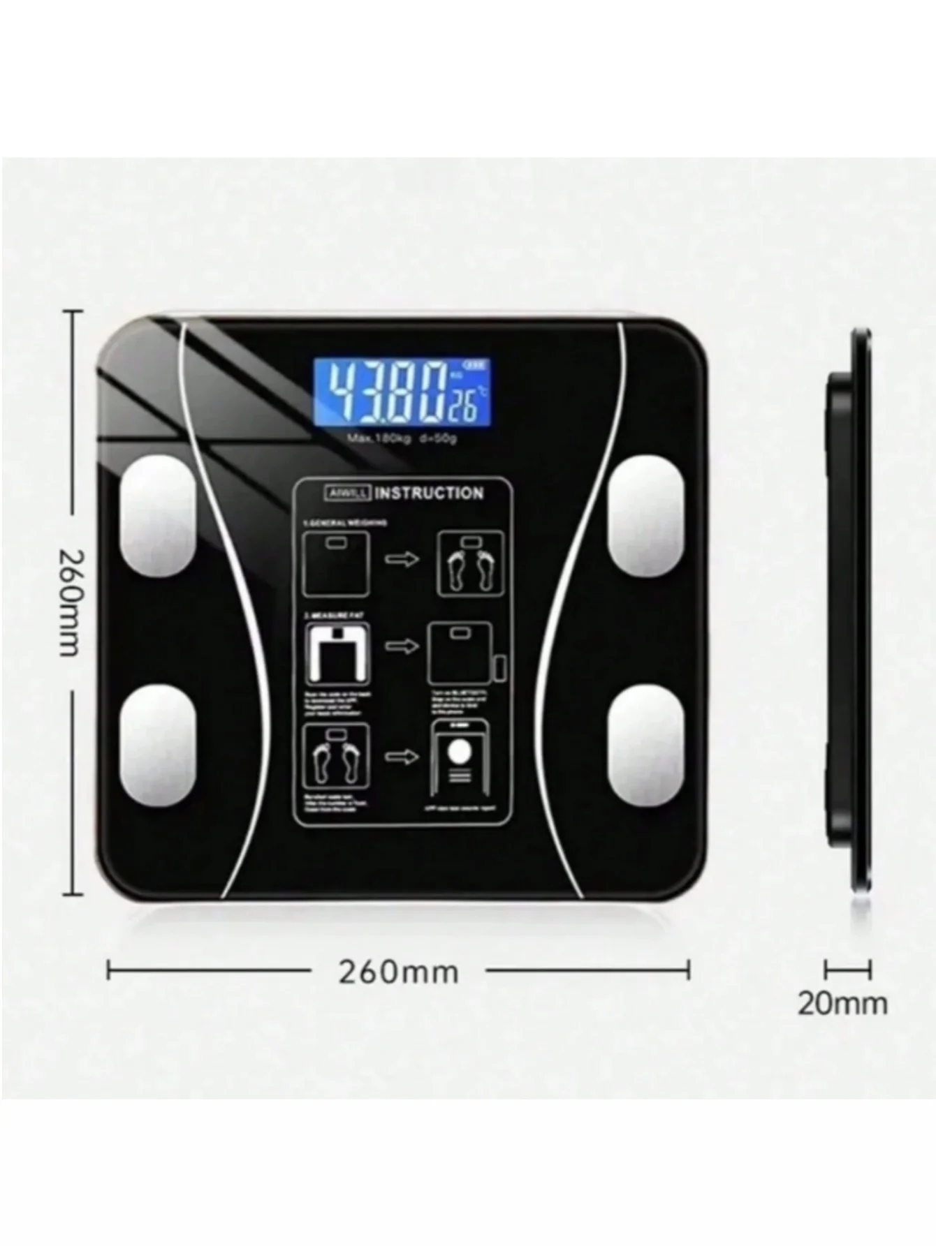 High Precision USB Rechargeable Smart Digital Body Weight Scale, LED Display Accurate Weight & Health Monitor, Portable Electronic Weighing Scale for Home Office Adults Weight Loss Tracking