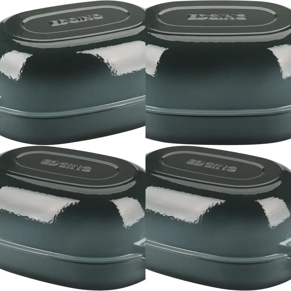 

Овальная эмалированная чугунная голландская духовка с крышкой, 7 литров, идеально подходит для выпечки хлеба на ударе, шиферно-синий