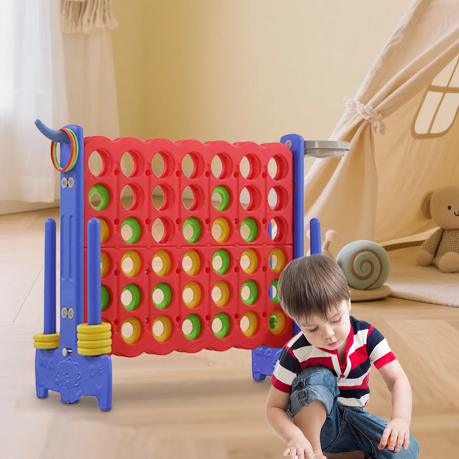 لعبة عملاقة 4 في صف 34.65 × 33.07 بوصة لعبة ساحة جامبو 4 إلى النواة مجموعة ألعاب توصيل كبيرة من 4 إلى النواة لمتعة داخلية/خارجية #3