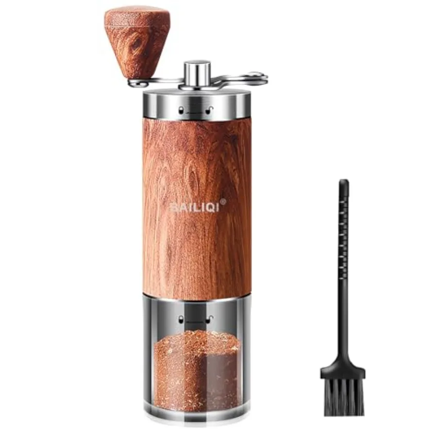 

Portable Manual Coffee Grinder with Stainless Steel Body and Adjustable Ceramic Conical Mill for OntheGo Brewing Foldable Handl