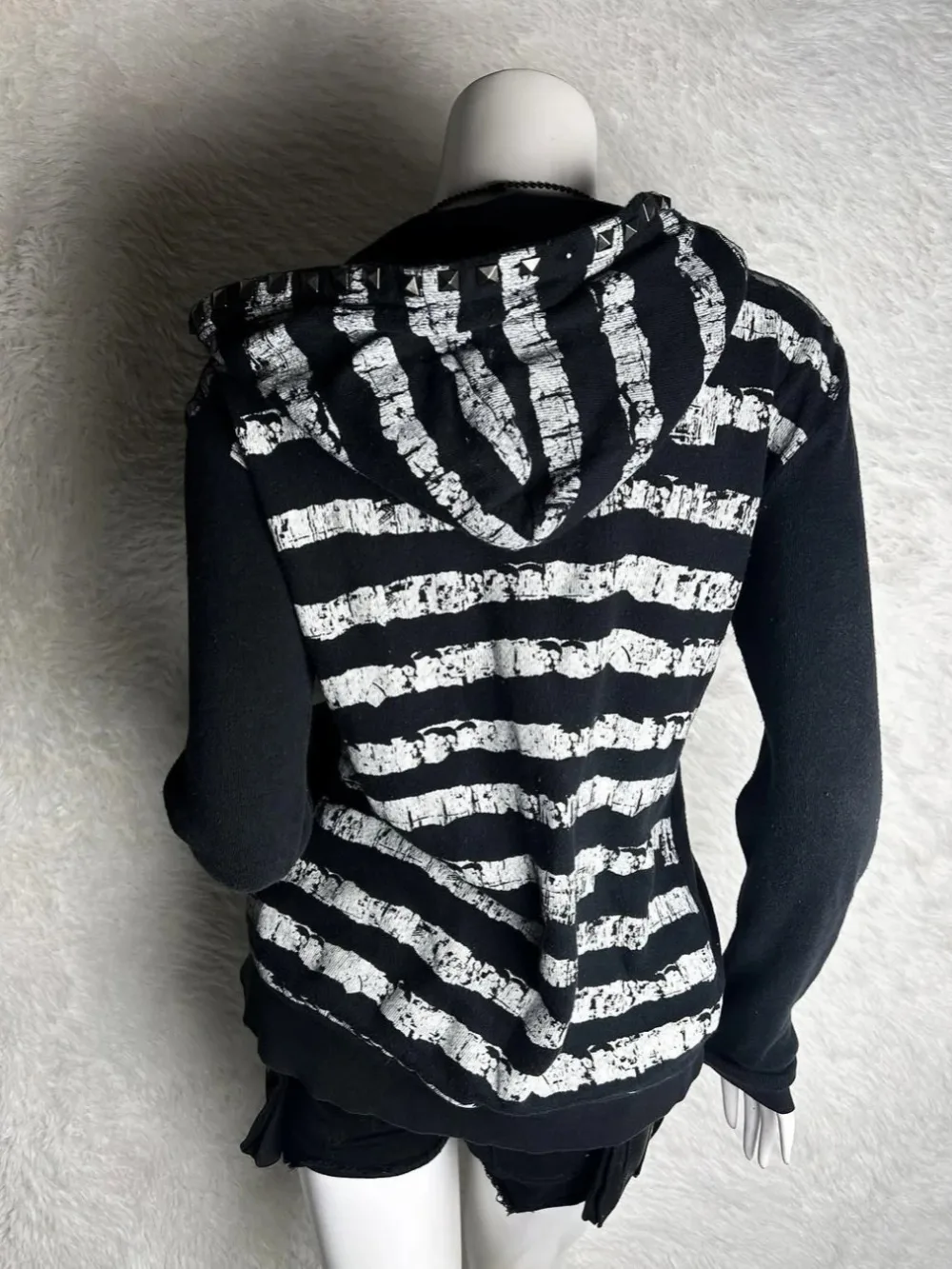Y2K Punk Skull Stripe Graphic Print Sweatshirt Women Harajuku Black Slim Fit Long Sleeve Jacket Gothic Fashion Zip Up Hoodie