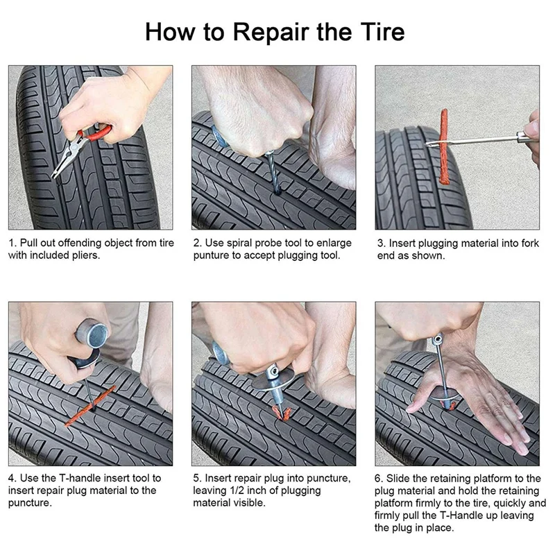 87Pcs Auto Tire Repair Kit Heavy Duty Tubeless Car Tire Repair Tool For Car, Truck, Caravans, Trailer, Camper,Motorcycle