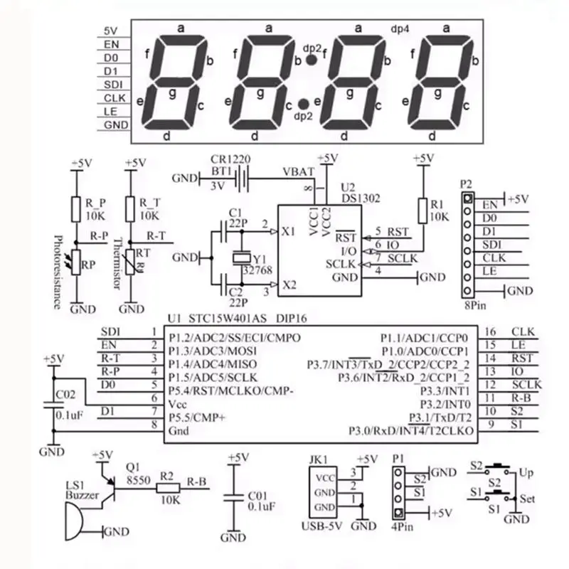 ABHI-Colorful Digital Clock Parts Kit Colorful RGB Digital Alarm Clock Microcontroller Circuit Board Welding DIY Production