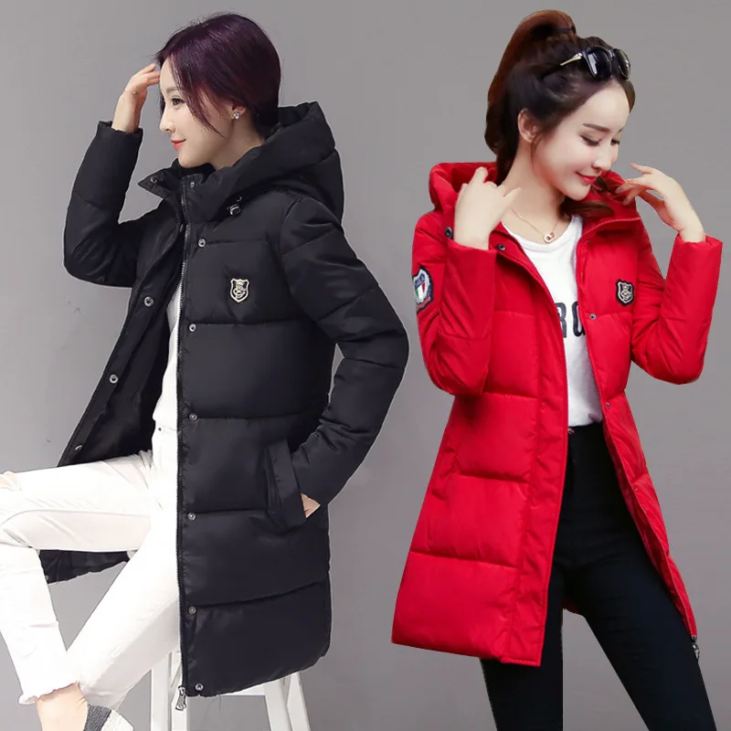 Wind dichte wasserdichte Winter jacke Frauen mantel 2024 weiblicher gepolsterter Mantel langer Abschnitt Frauen mantel schwarzer Wind breaker Parkas