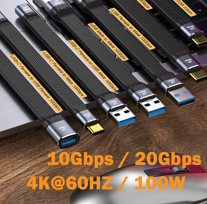 USB3.1 10Gbps Short Cable 13cm PD 100W USB to Type C Cable Converter OTG USB Adapter USB4 20Gbps Cable 22cm for SSD Power Bank