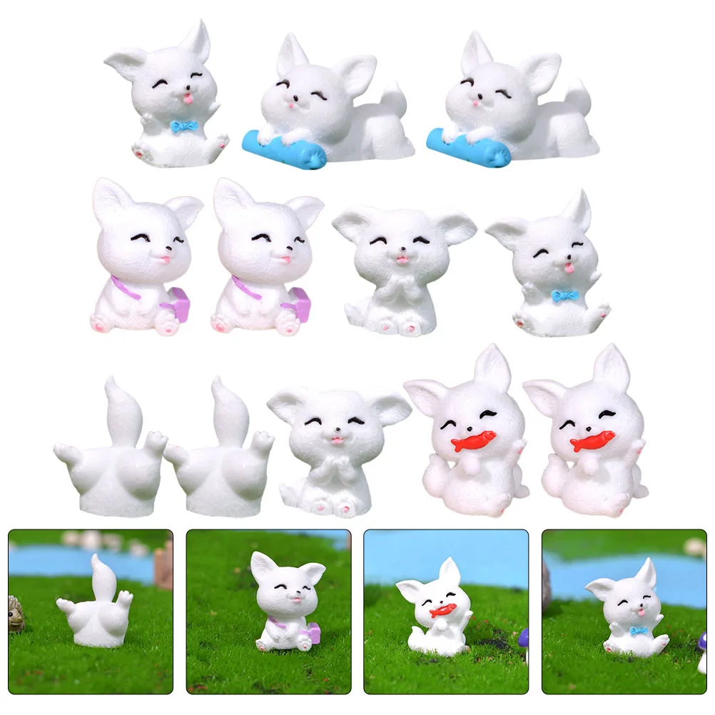 Mini renard en résine, artisanat Animal pour Micro paysage, ornement de jardin, bonsaï, décoration de maison, accessoire de Pot Succulent, 12 pièces