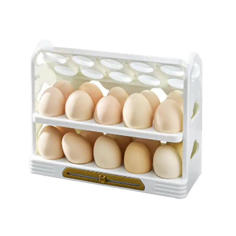 

Refrigerator Egg Organizer Flipping 3-Layer Egg Rack For Fridge Side Doors Egg Organization Holder With Date Recording Dials