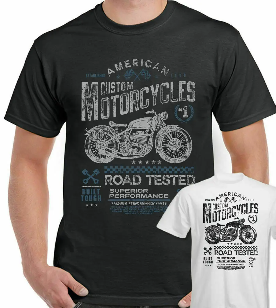 Retro American Custom Motorcycles Biker Motorcyclist T Shirt. Short Sleeve 100% Cotton Casual T-shirts Loose Top Size S-3XL