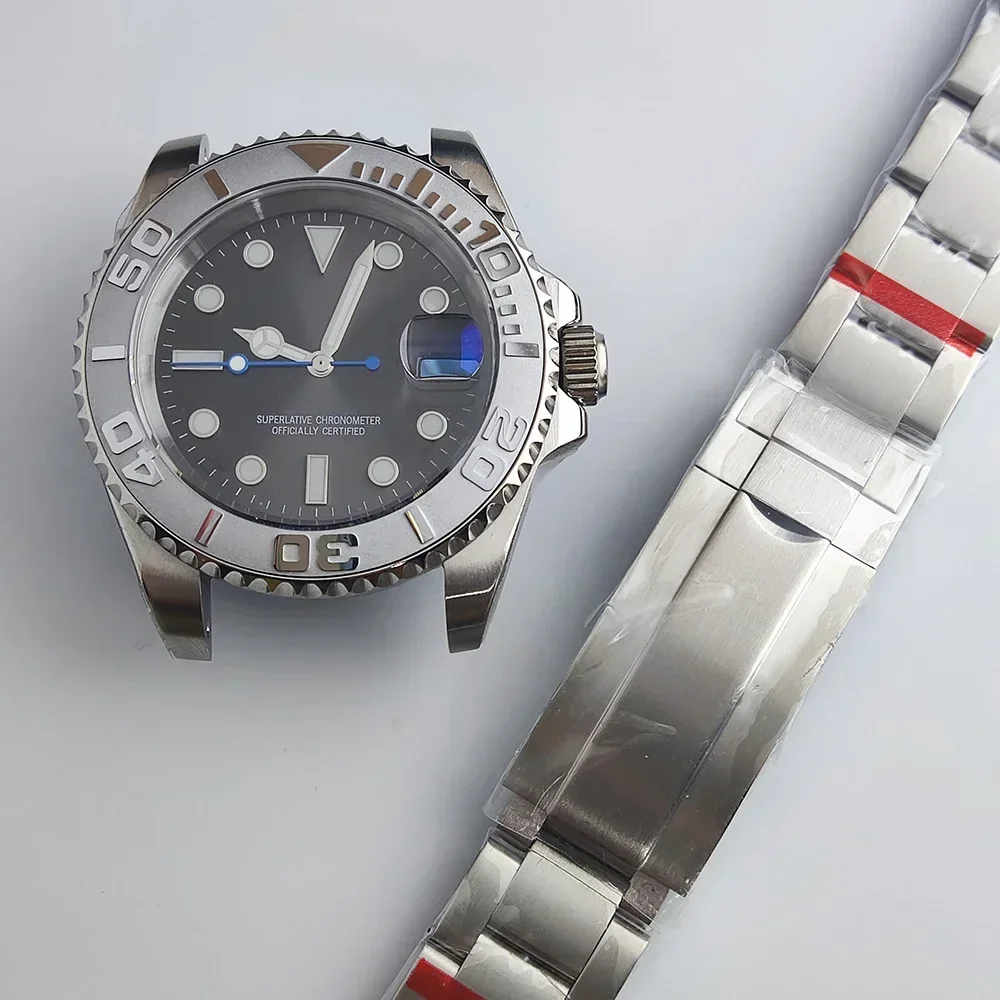 

40mm NH35 Case Dial Hands Stainless Steel Bracelet Sapphire Glass Men Automatic Watch Accessory for Yacht-master NH36 Movement