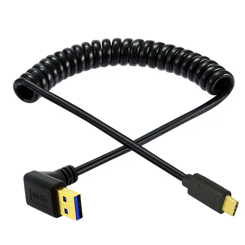 Gold Plated Spring Extension Cable USB 3.0AM To Type-C Computer, Laptop, Phone Data Charging Connection Cable