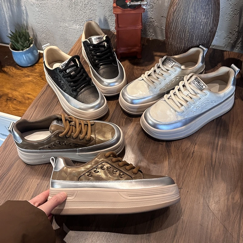 

AIYUQI 2026 Новые женские кроссовки, повседневные кеды на плоской подошве, женские скейтерские туфли на шнуровке с леопардовым принтом, женские кроссовки для активного движения