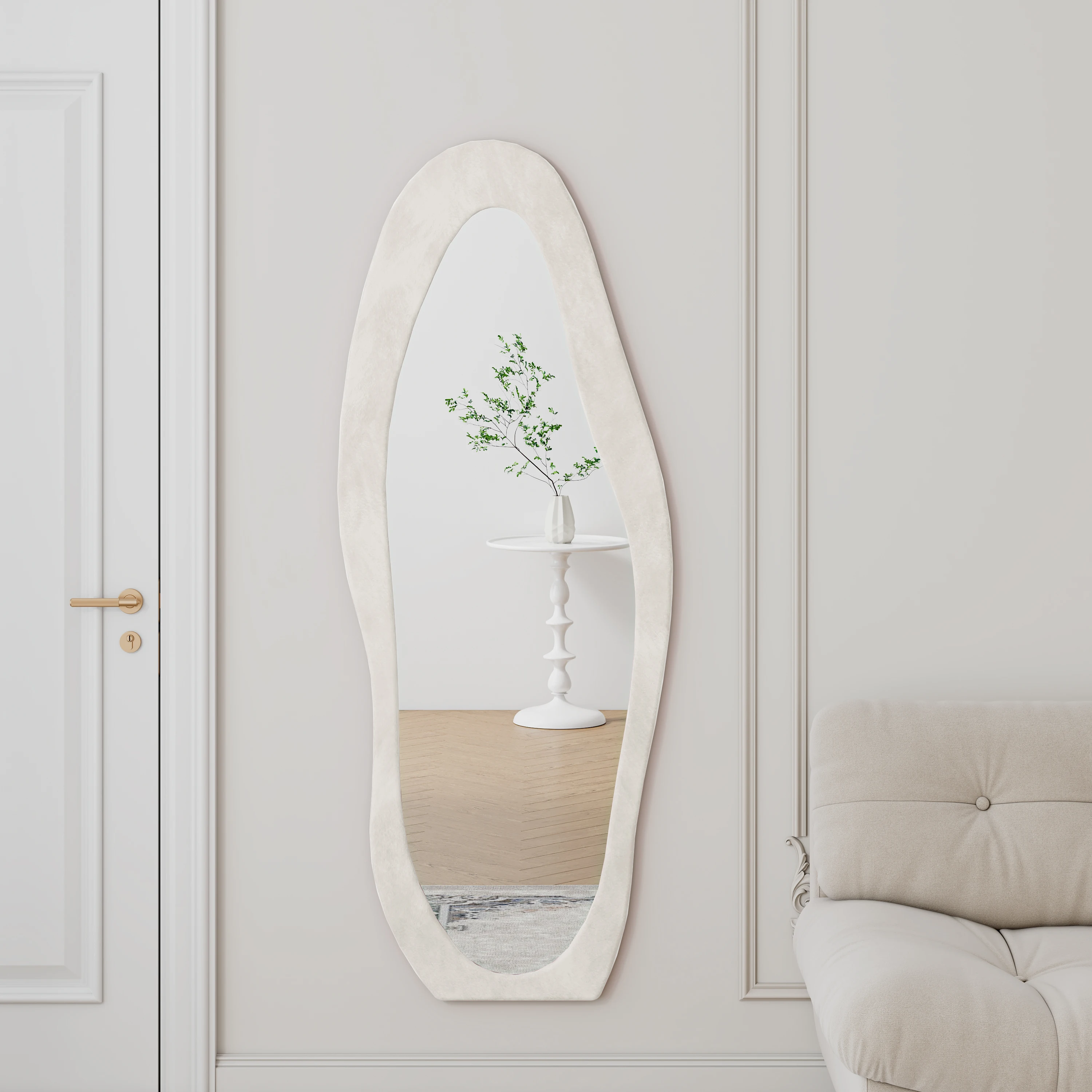 Irregular Wavy Full-length Floor Standing Wall Hanging Mirror For Bedroom Living Room Dressing Room view 4
