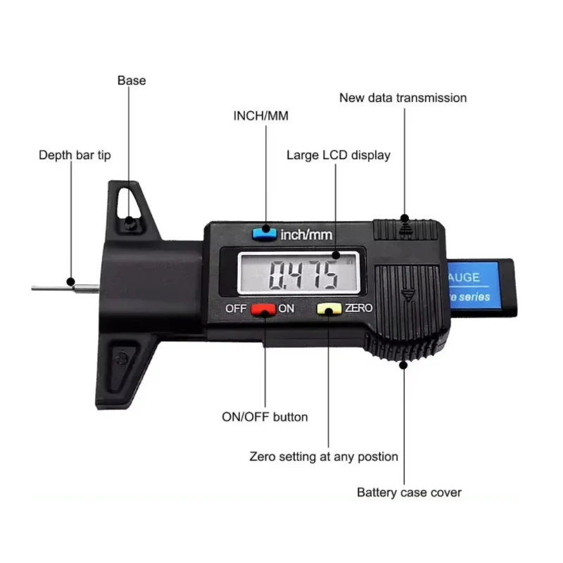 LCD tire tread gauge Automotive tire 0-25mm measuring tool Caliper Service tool Digital depth gauge caliper tread depth gauge