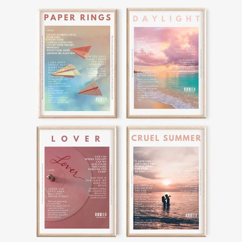 Pósteres e impresiones de álbum Taylor-Swift Lover, nueva pintura en lienzo de música lírica, Cuadros artísticos de pared para decoración del hogar y la sala de estar, Cuadros
