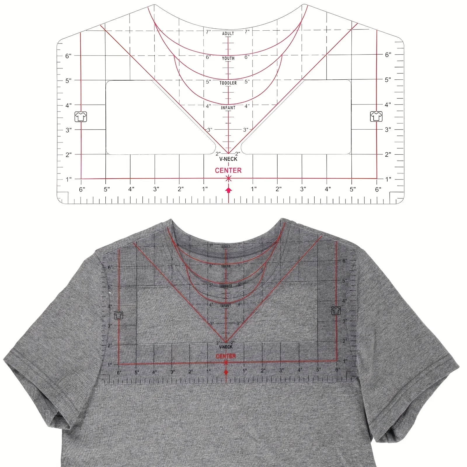 T-shirt Ruler Guide Graphics Practical Alignment Ruler for to Center Designs Htv Vinyl Heat Press DIY Printing Vinyl Placement