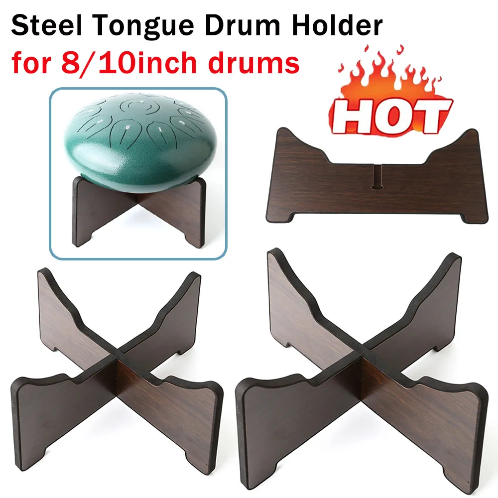 Wooden Display Stand Detachable Steel Tongue Drum Bracket Floor Bracket Holder for 8/10 Inch Percussion Instrument