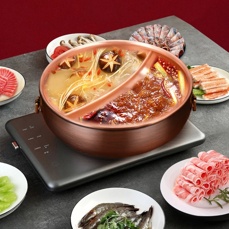 Handcrafted Pure Copper Hot Pot with Two Mandarin Ducks Design Multipurpose Soup And Stock Pot for Uniform Heat Distribution