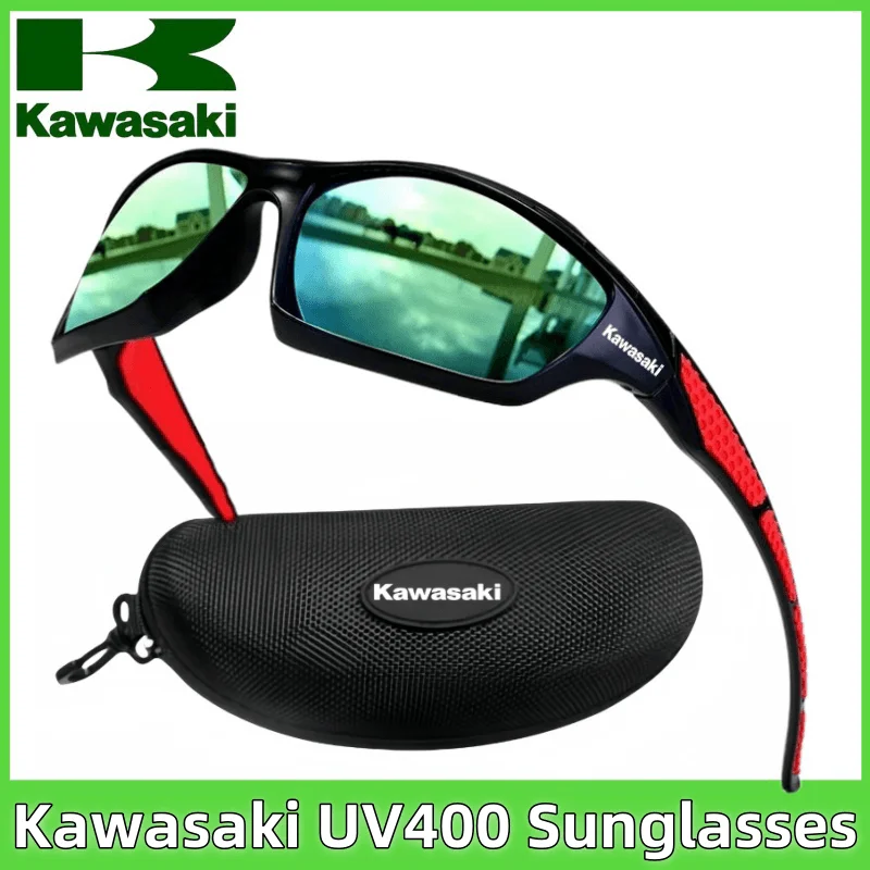 【セール中】新しいカワサキオートバイメガネ男性の運転キャンプハイキング釣り偏光サングラスアウトドアスポーツ UV400 自転車メガネ
