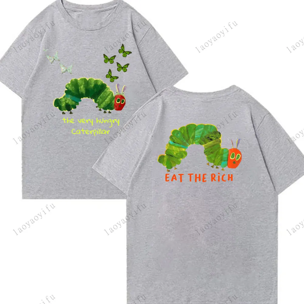 The Very Hungry Caterpillar Printed T-shirt Tops Hungry Caterpillar Cute Tops Men Women Summer All-Match Fashion Cotton Tshirt