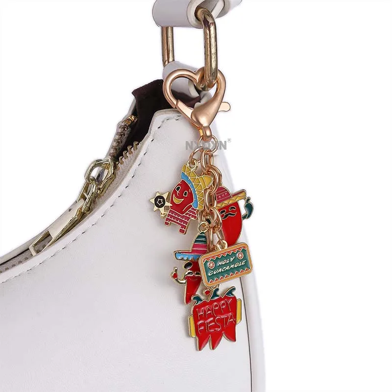 1pc Kreative Lustige Chili Bunte Hut Avocado Kaktus Emaille Schlüsselbund Cartoon Mexikanischen Karneval Gutes Geschenk Für Freundschaft Schmuck