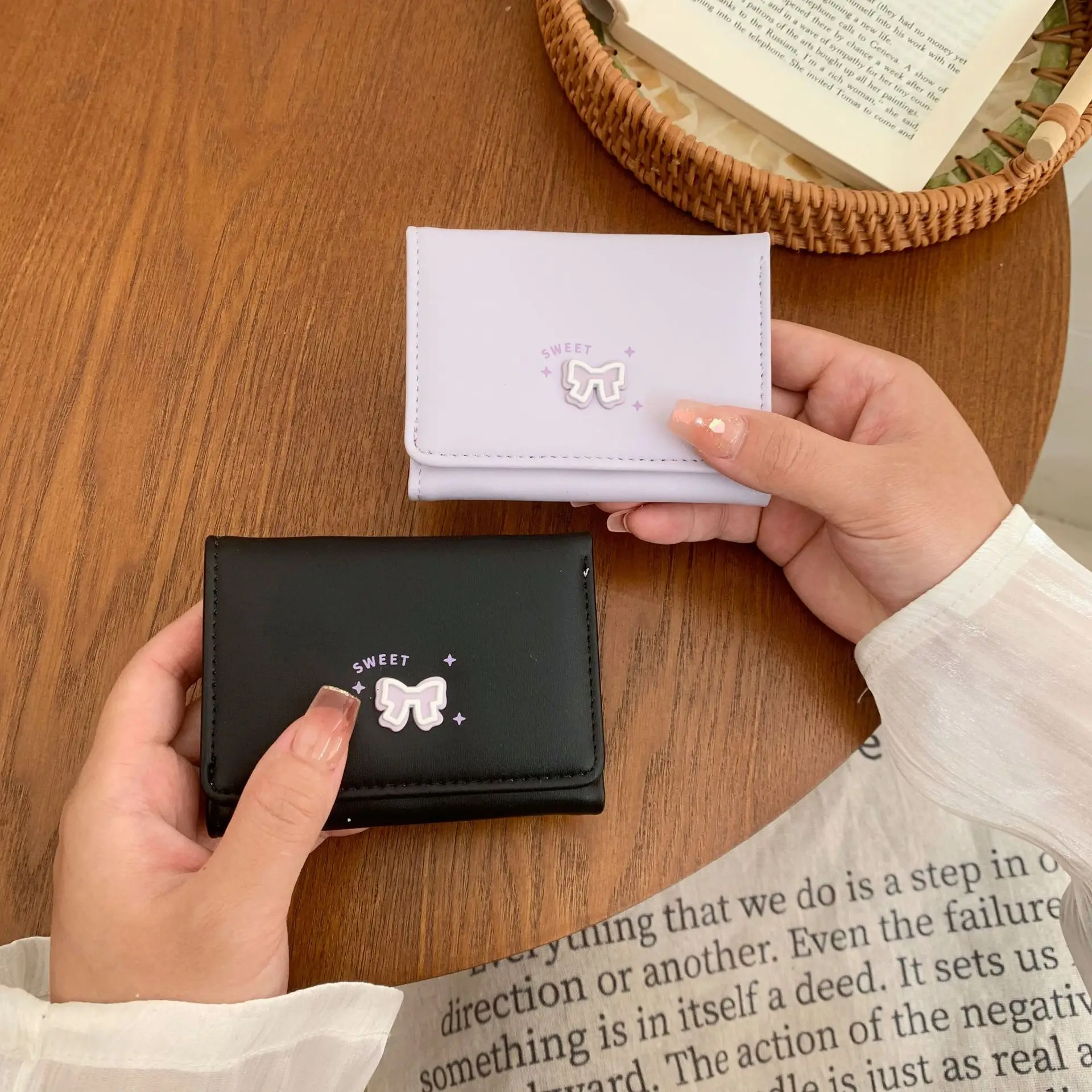 محفظة نسائية جديدة للنساء قصيرة بسيطة طالب متعددة بطاقة الدب حامل بطاقة سعة كبيرة حافظة للبطاقات محفظة نسائية للعملات المعدنية فتاة C287