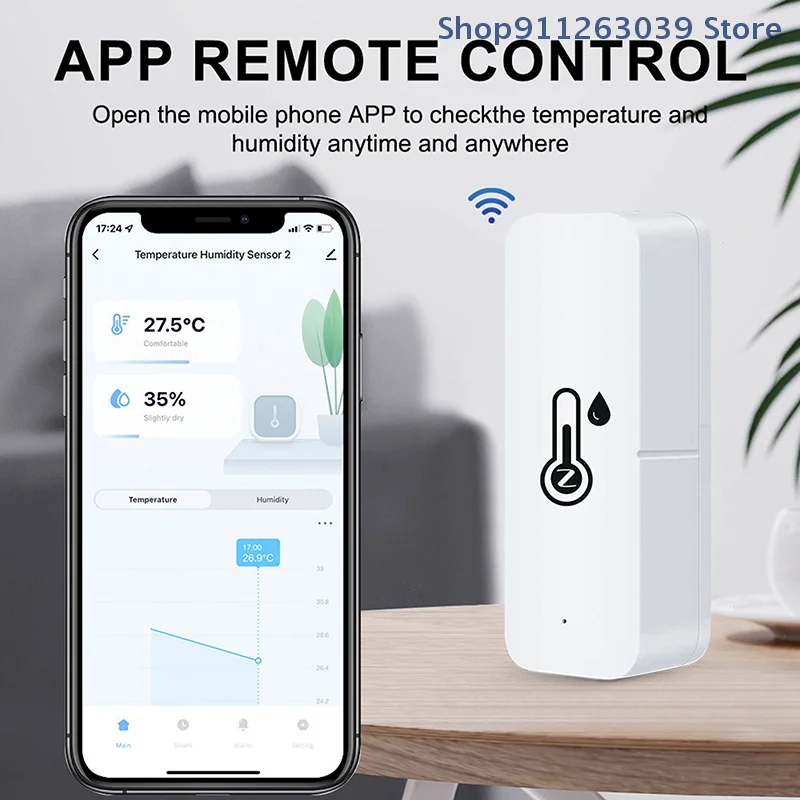 （SS） Zigbee WiFi Temperature Humidity Sensor APP Remote Monitor Home Connected Thermometer SmartLife With Alexa Google Assistant