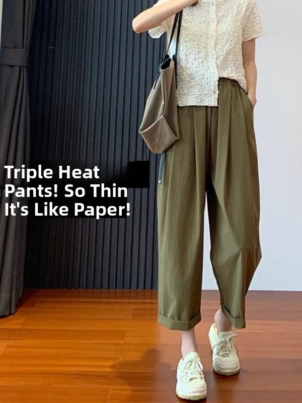 Anti-Wrinkle Slimming Harem Pants Women's Summer Thin Style Cover up Vintage Cuffed Drapey Grandmother Pants Casual Wear