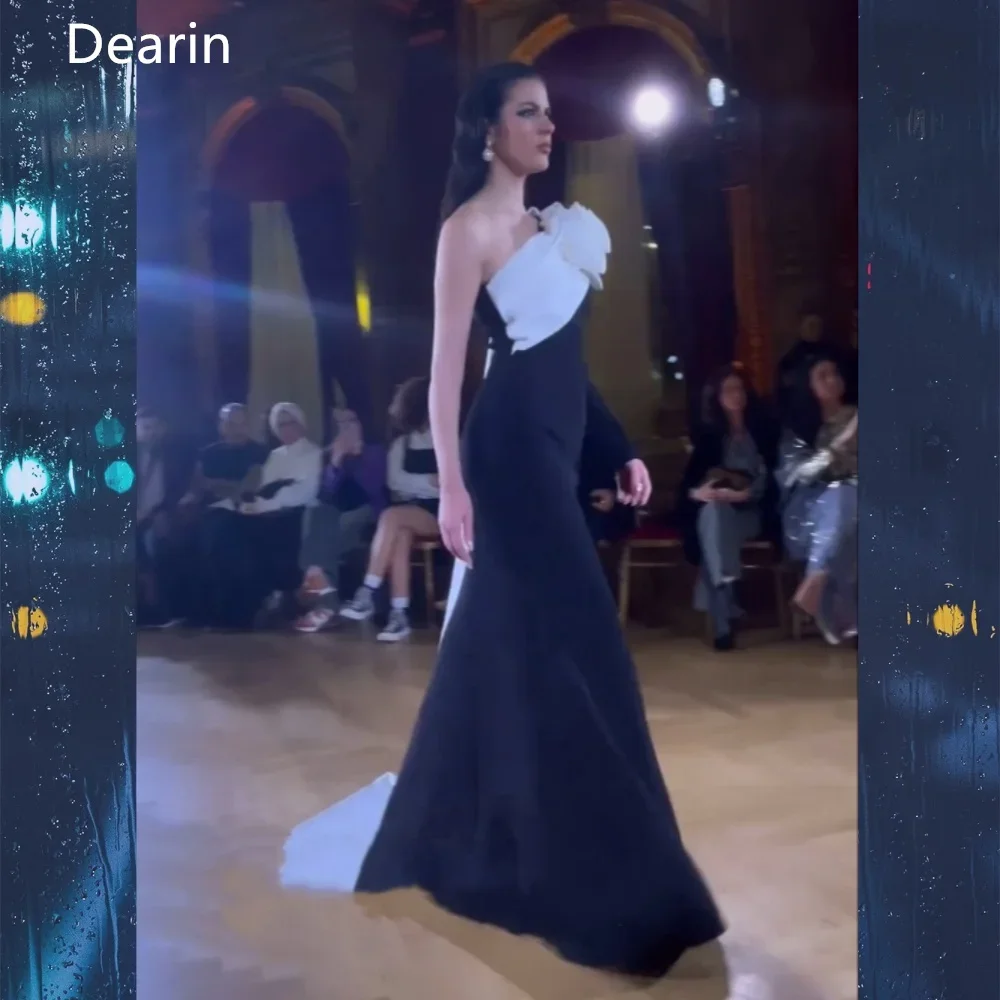 

Evening Gown Prom Formal Dress Dearin Asymmetrical A-line Floor Length Skirts 3D Rose Flower Bespoke Occasion Dresses Saudi Arab