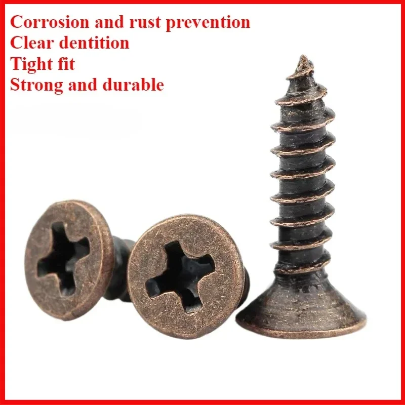 

Screws M3 M5 M2*6mm 8mm 10mm Bronze Flat Round Head Self-Tapping Screw for Antique Hinges Decoration Hardware Tool Wood Assembly