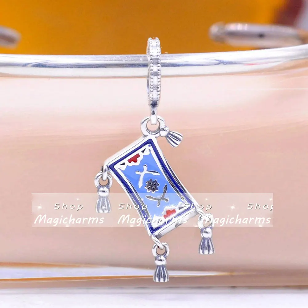 925 Sterling Silver Magic Carpet Dangle Charm Bead Fits European DIY Style Bracelets Necklaces