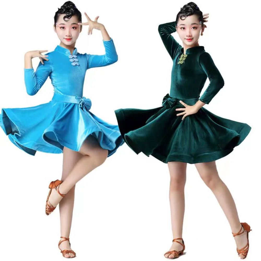 

2023 New Style Adult Children's Latin Dance Dress Kids Dance Practice Clothing Girls' Celebrity Latin Girls Competition Dress