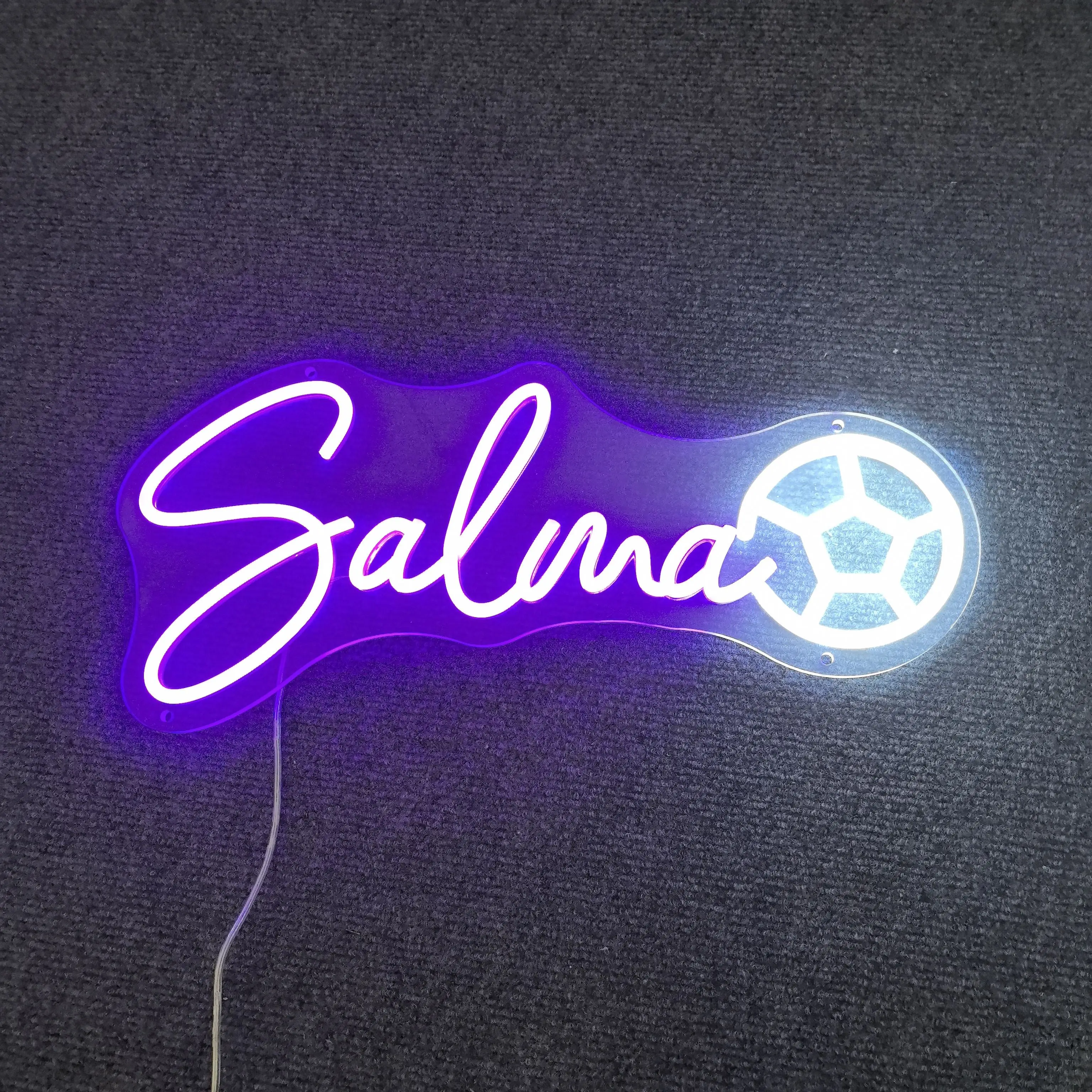 

Custom LED Name Neon Sign - Soccer Ball Wall Decor with Personalized Text, for Weddings, Birthdays, Living Room & Bedroom