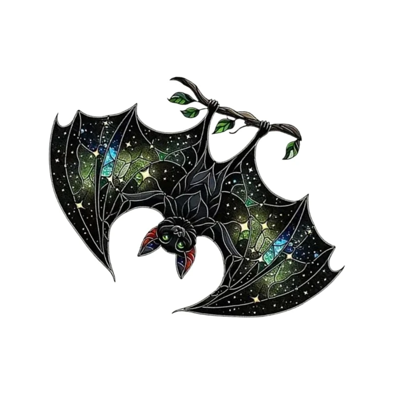 Bat Stained Glass Window Hangings,Bat Decorations for Halloween,Bat Suncatchers for Window,Balconies,Yard,Wall J0MC