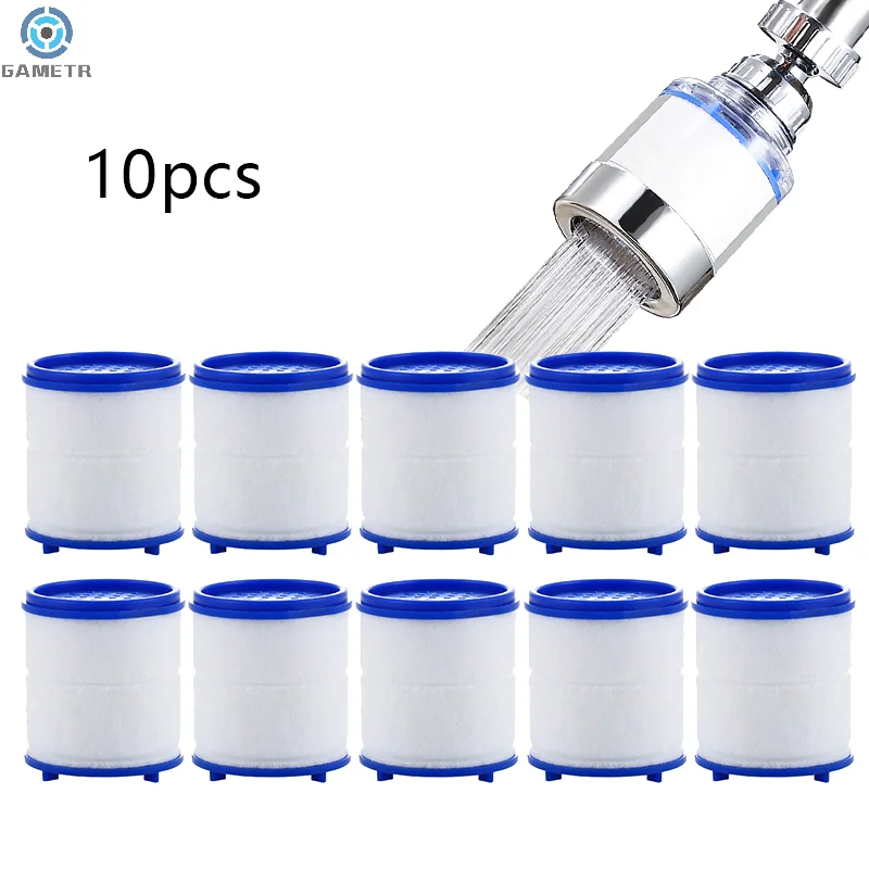 

10 шт. фильтров для смесителя, сменные элементы для очистки воды, фильтр для душа, удаляет хлор и тяжелые металлы