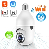 Tuya E27 5G WiFi 2K 3MP Bulb Camera Surveillance Camera Night Vision Full Color Automatic Human Tracking Baby Pet Monitor Camera