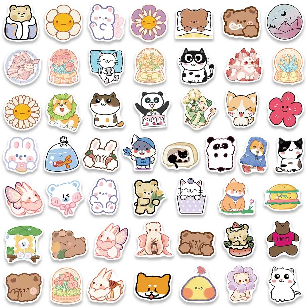 100pcs Cute Cartoon Mini Size Animals Vsco Girl Stickers Waterproof Graffiti For Laptop Phone Guitar Luggage Bike Vinyl Decals