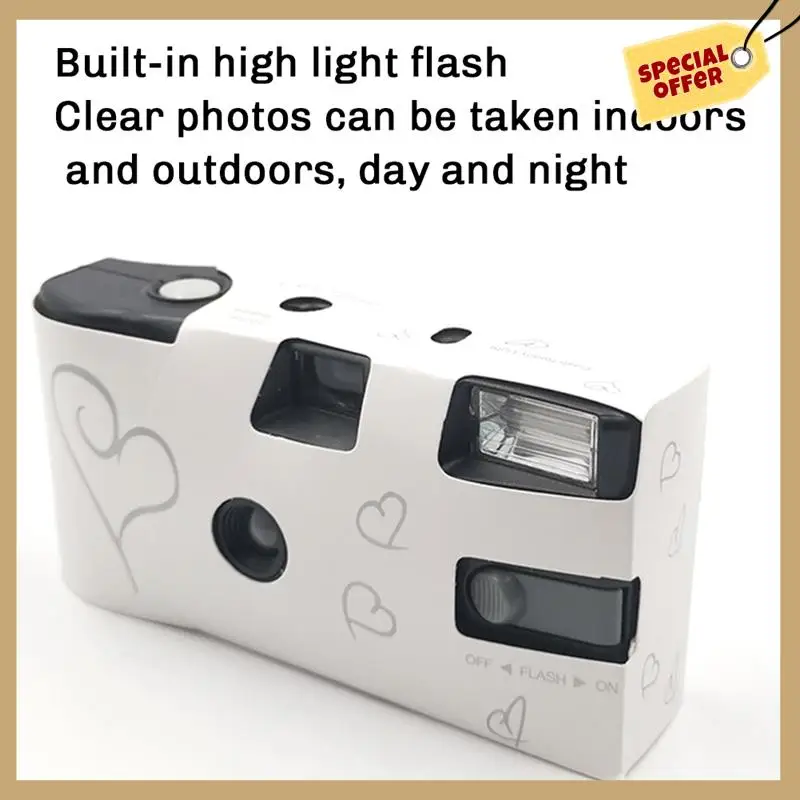 Câmera de filme descartável de 35mm com flash, ferramenta de imagem única para casamento, viagem em massa, acampamento, suprimentos para festa, 16 fotos-WMAN