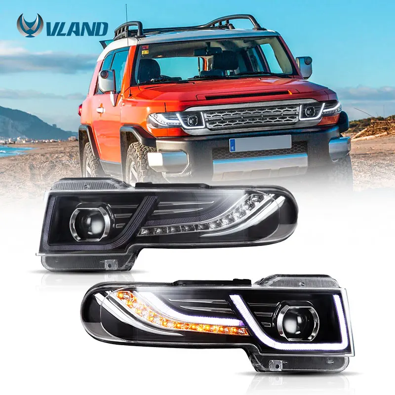 

VLAND Factory LED Headlights&Grilles Head Lamp Car Accessories for Land-Rover Style FJ Cruiser 2007-2014 Dual-Beam Projector