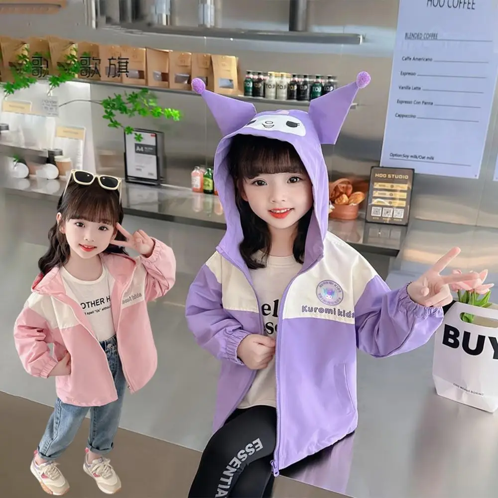 

Sanrio Kuromi Girls Outdoor Jacket Kids Windbreaker Cartoon Anime Zipper Jacket Coat New Spring Autumn Children's Streetwear