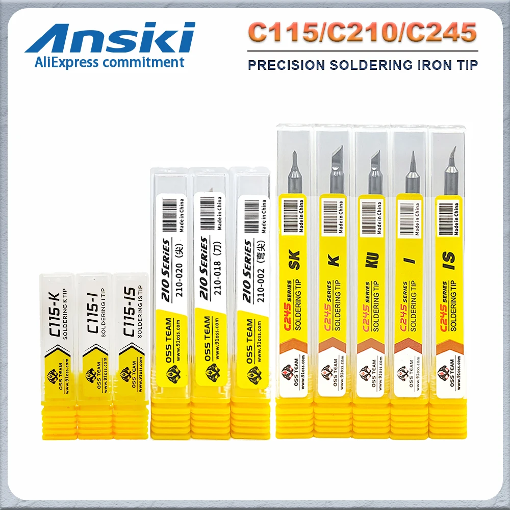 OSS C115 C210 C245 Super Fine Series Soldering Iron Tips for T80 HS02 Soldering Iron T210 T245 Soldering Station