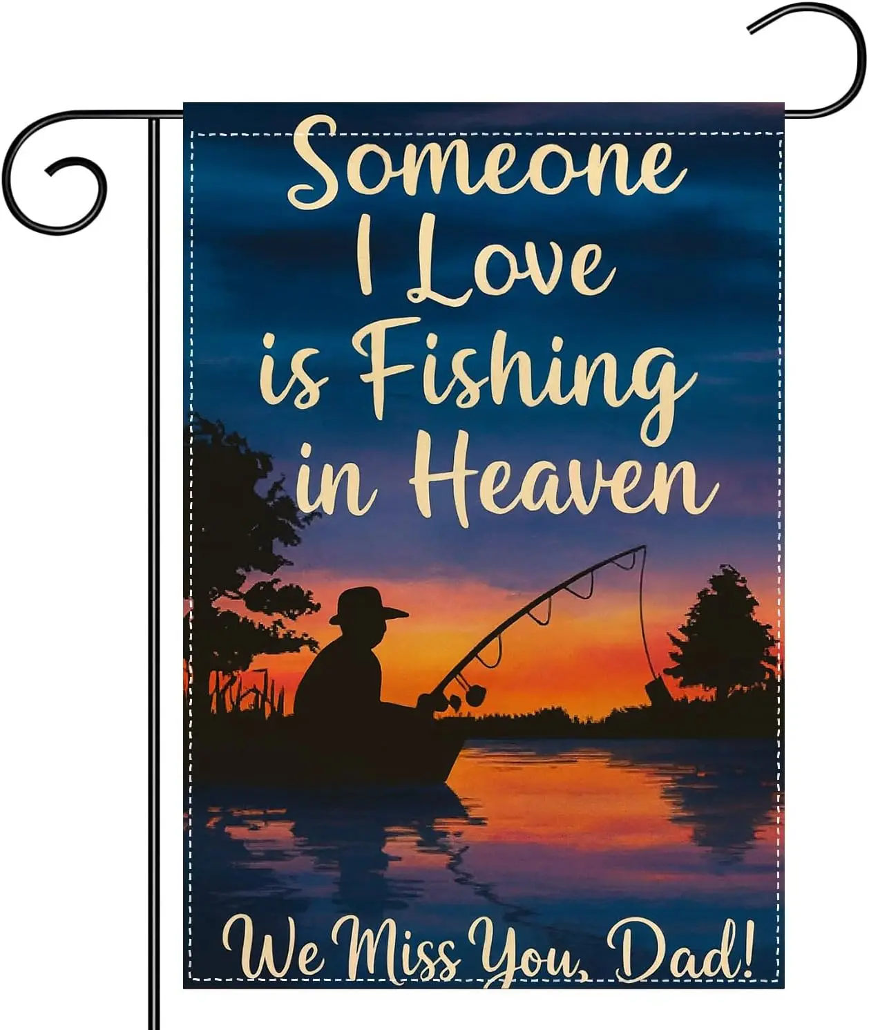 Fishing in Heaven Memorial Garden Flag 12x18 Inch Dad | Double sided polyester, Someone I Love Is Fishing In Heaven, peacefu uui