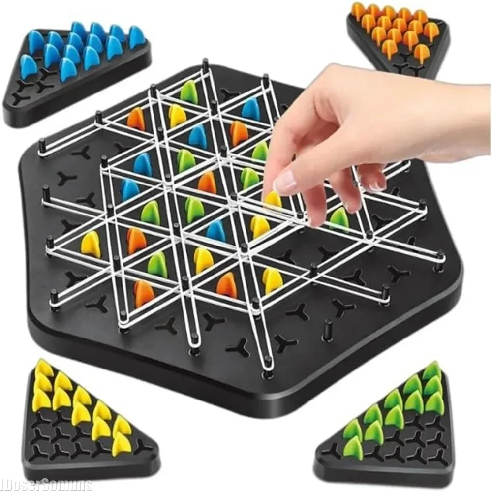 Triangle Chess Desktop Game Rubber Band Training Gifts Geometry Chain Chess Family Interaction Exercise Thinking Toys