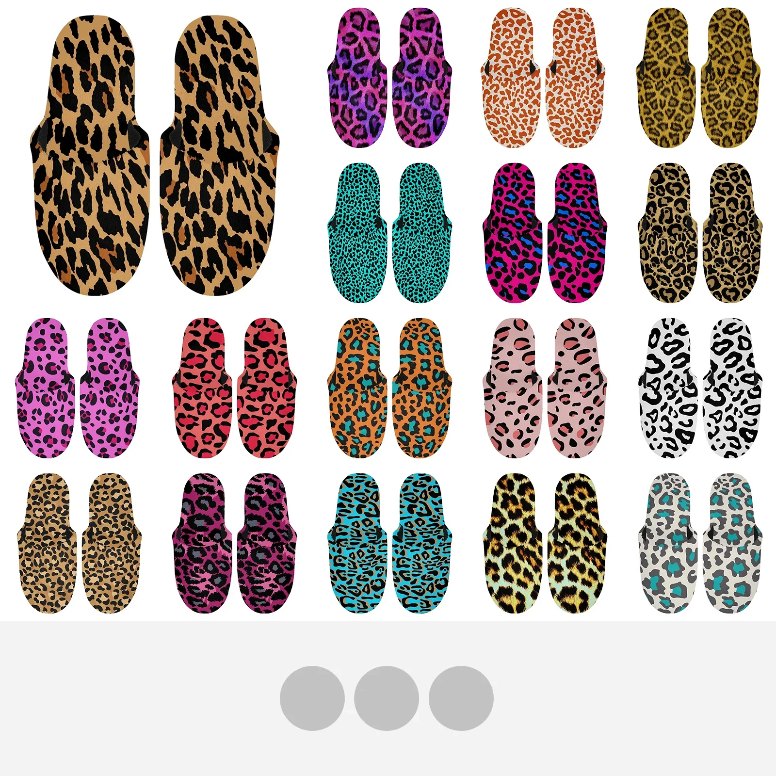 

Unisex Leopard Print Cotton Slippers Comfortable Household Indoor Slippers Rubber Sole Anti-Slip Design Keep Warm Lined With EPE