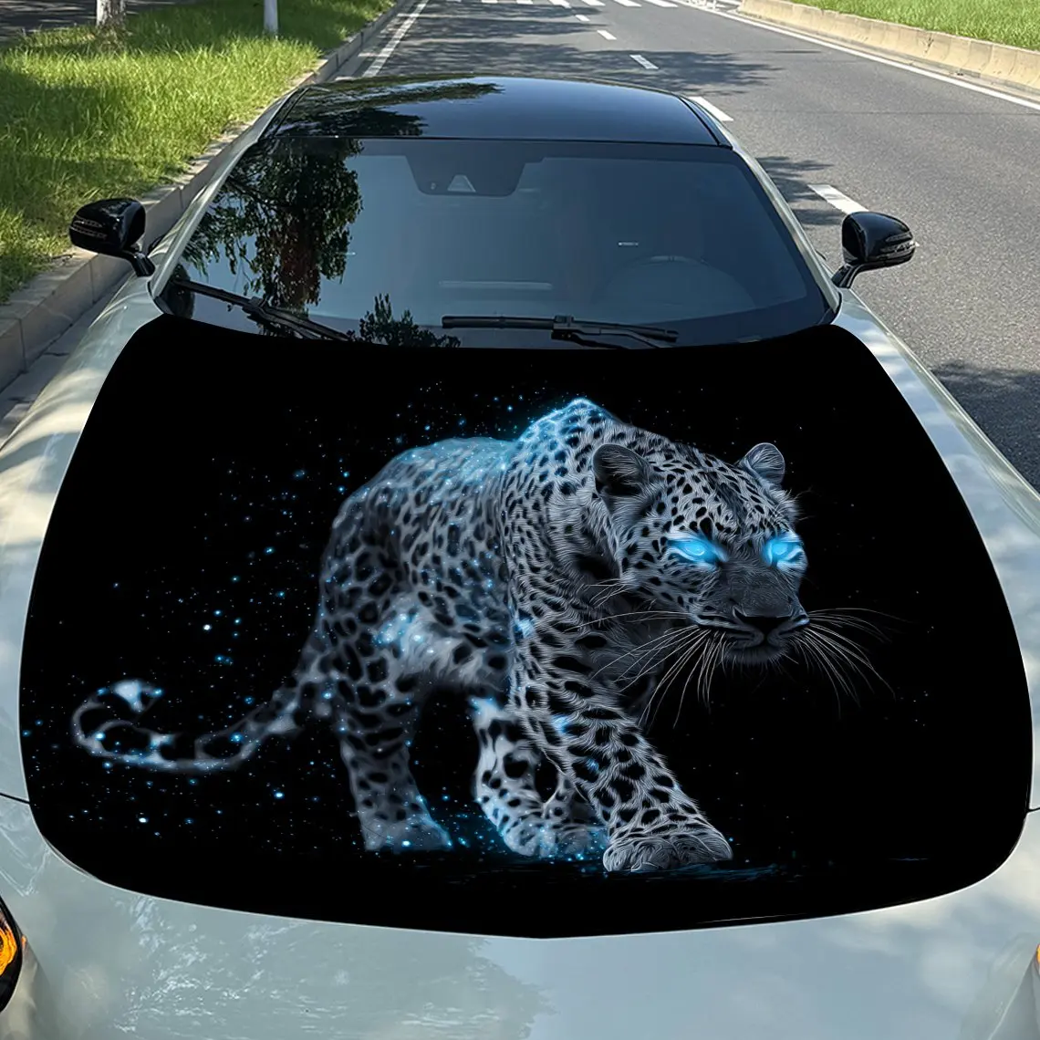 

Виниловая пленка для автомобиля Stardust Snow Leopard, водонепроницаемая наклейка на капот автомобиля из ПВХ, самоклеящиеся устойчивые к царапинам наклейки для крышки двигателя