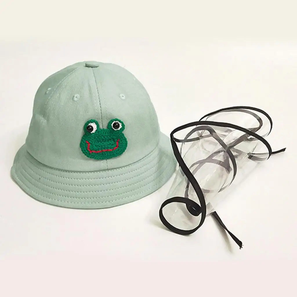 Kids Bucket Sun Hat with Face Cover Cotton TPU Shield Anti Spitting Removable Cap Dustproof for Nursery and Park